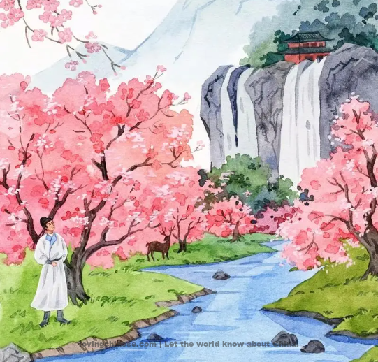 Li Bai poems in chinese and english,Visiting the Taoist Priest at Mount Daitian but Failing to Meet Him - 李白《访戴天山道士不遇》
