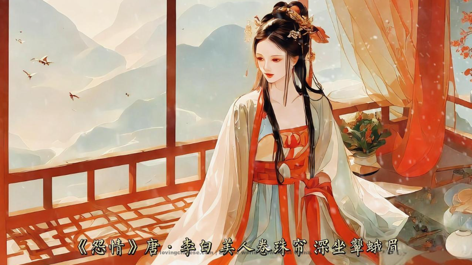 Waiting in Vain - 李白《怨情》 - Li Bai poems in chinese and english