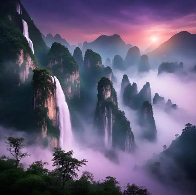 The Waterfall in Mount Lu Viewed from Afar - 李白《望庐山瀑布水》 - Li Bai poems in chinese and english
