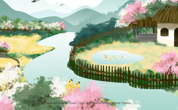 Qin Guan Poem: Song of Pilgrimage – 秦观《行香子·树绕村庄》