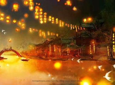 He Xicun Poem: Tune: Red Peach Blossoms · （I）Lantern Lights on the River– 盍西村《小桃红·江岸水灯》